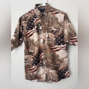 Men's‎ American Flag and Jeep Print Casual Shirt